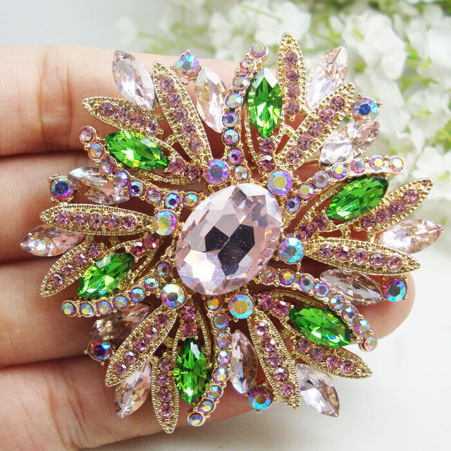 Broche de flor ovalada encantador para mujer, alfiler de diamantes de  imitación, ramillete de cristal, regalos, 2,6 - AliExpress